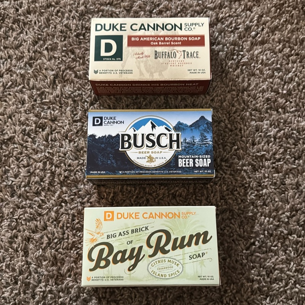 Duke Cannon Bar Soap Set of 3 - Busch beer soap, Bay Rum, Buffalo Trace
